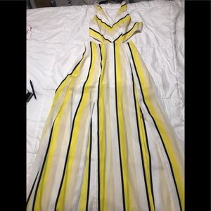 Lulumari Yellow and Black Striped Maxi Dress